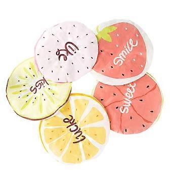 Waterproof Reusable Shower Caps with Elastic Band, Cartoon Fruit Patterns for Adults, 5 Pack