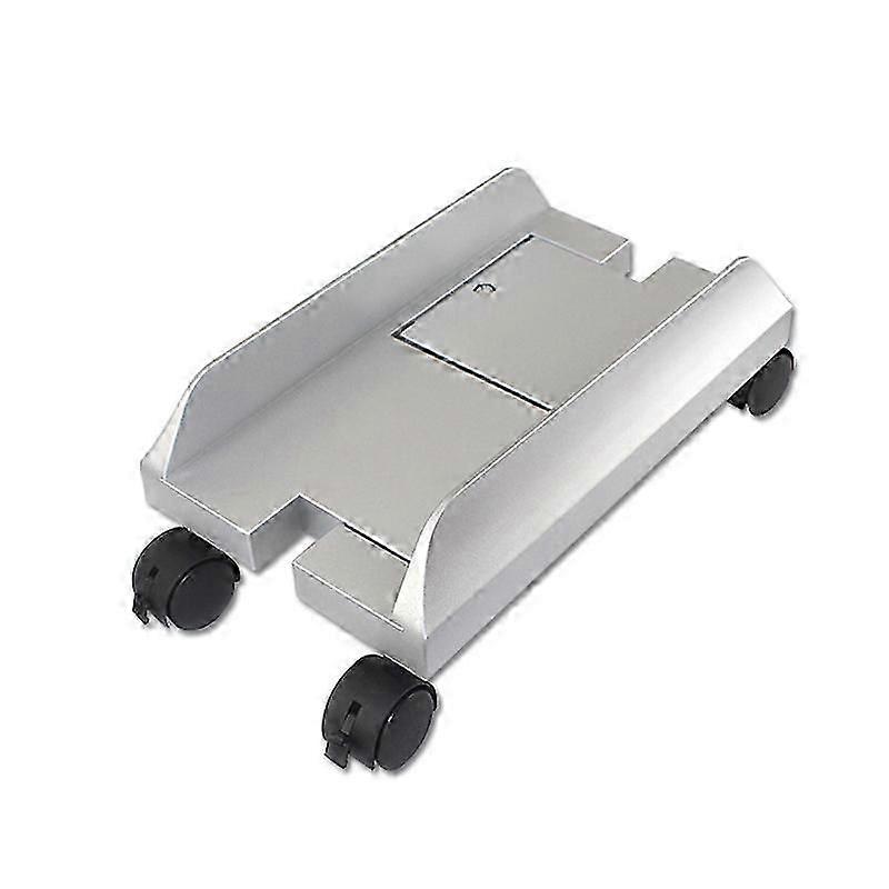 Computer Case Holder, Adjustable Desktop Storage Rack with Brake, Mainframe Rack, Silver