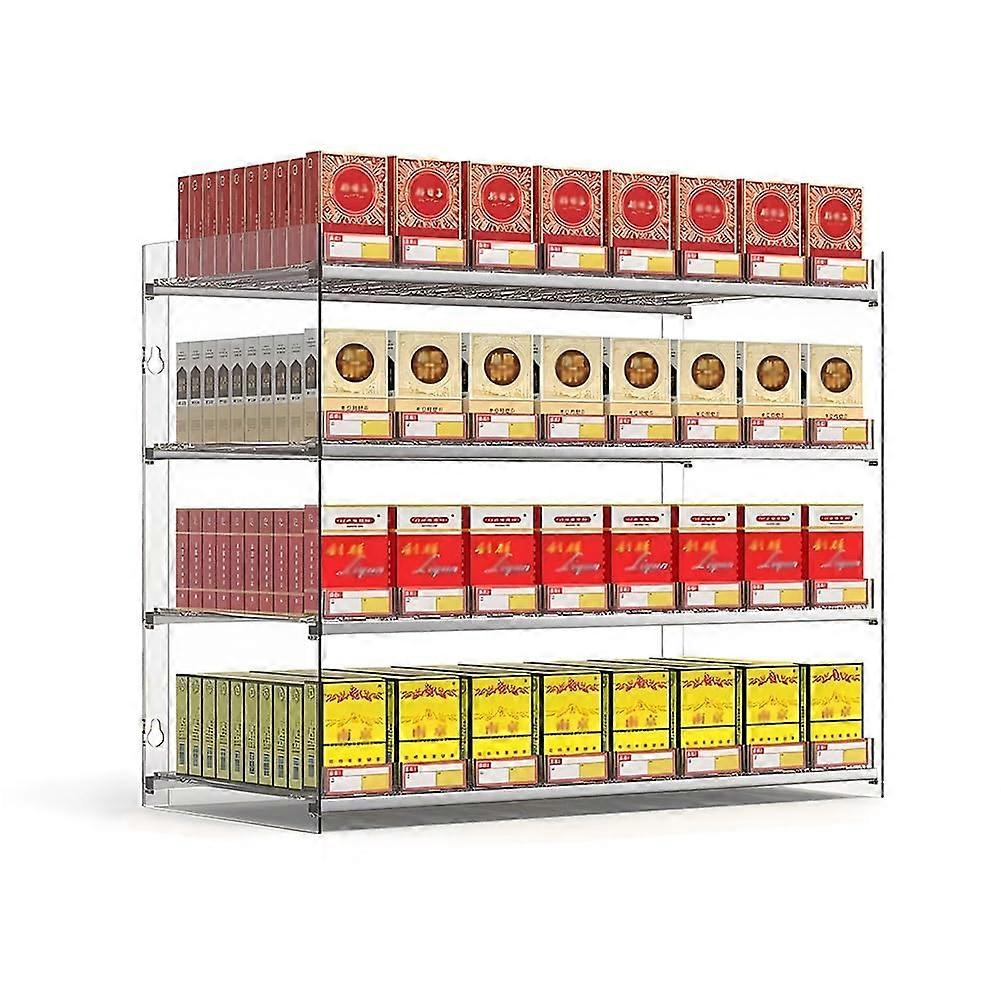 Acrylic Cigarette Display Holder with Automatic Pusher, Transparent MultiTier Rack for Supermarkets