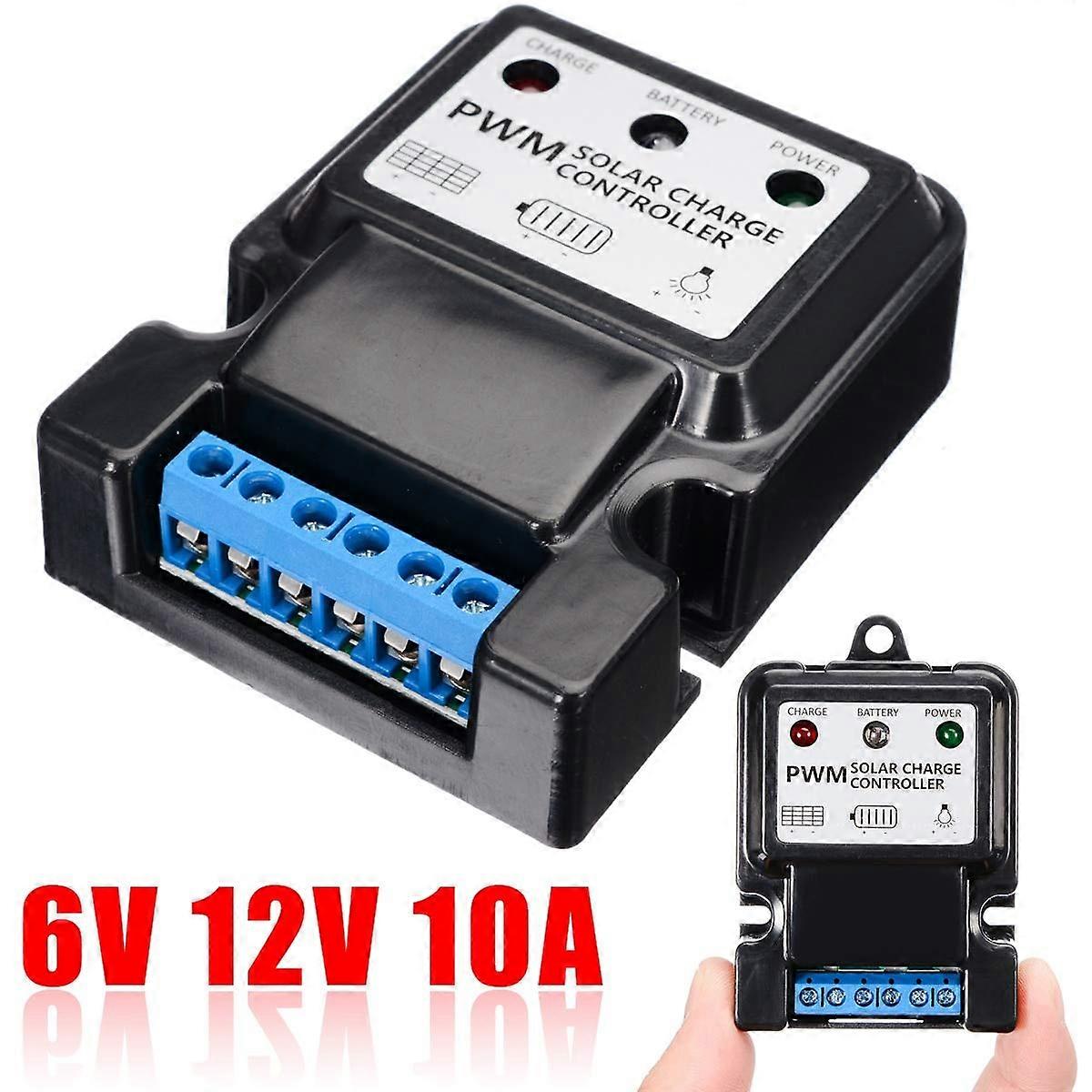 6V 12V 10A PWM Solar Charge Controller with Automatic Voltage Detection for Battery Charging
