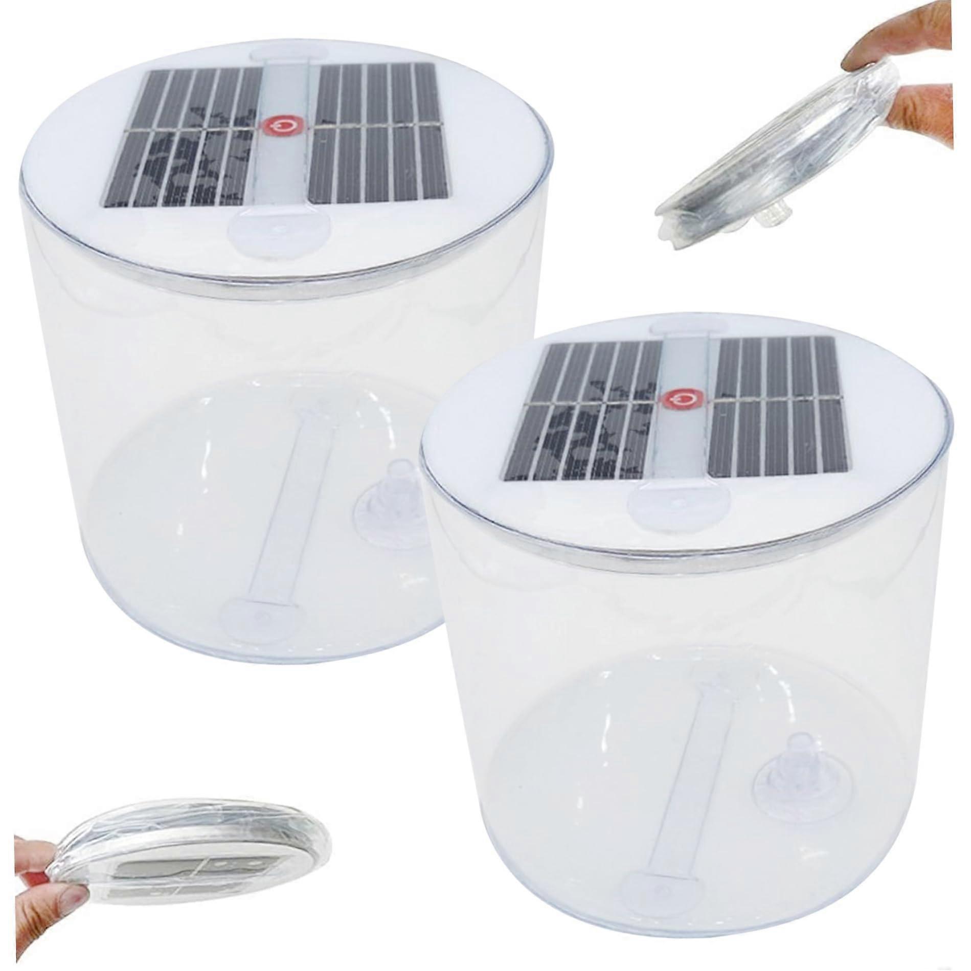Solar Camping Lantern 2 Pack Inflatable Waterproof Foldable Warm White Solar Powered Lights