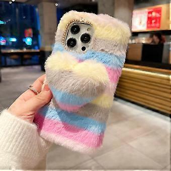 Cute Furry Heart Plush Phone Case for Motorola G Stylus 4G 2022 with 2 Pack Screen Protectors