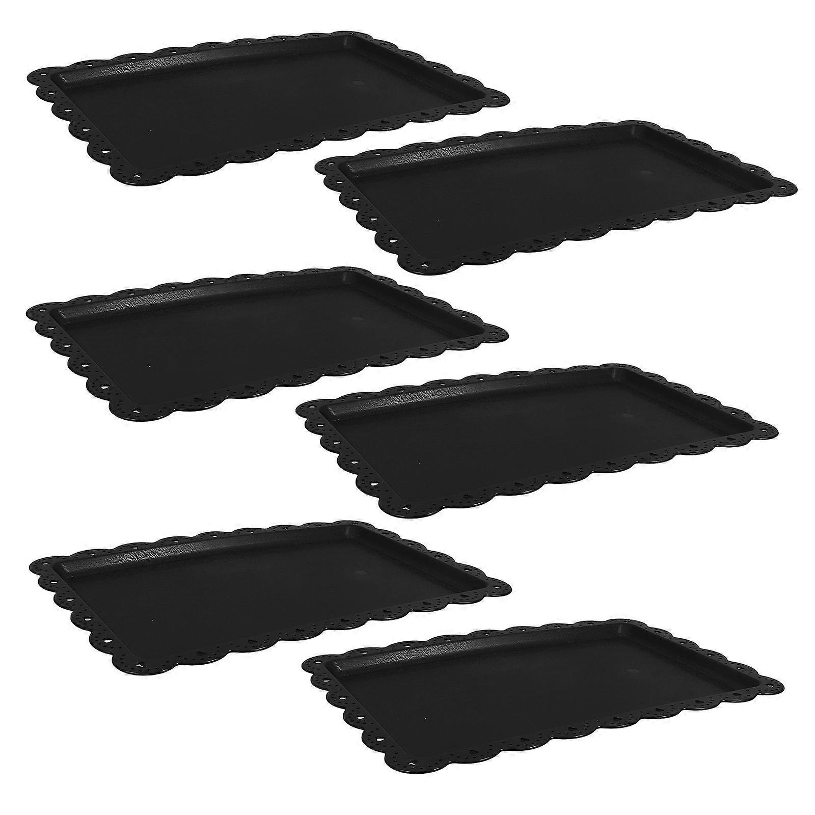 6Pcs Multi-Function Rectangular Serving Trays For Parties Featuring Black Color Reliable Material And Stable Design