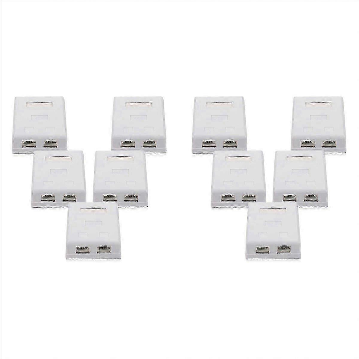 10X RJ45 Network Socket - Shielded Mounted Double Wall Socket with CAT6A Ethernet LAN Cable Port