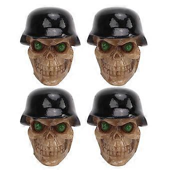4 stuks/set helmdopjes met schedelvormige bandventieldoppen met rubberen ring, universeel voor auto's, fietsen, SUV's, vrachtwagens, fietsen en motorfietsen. Zwart