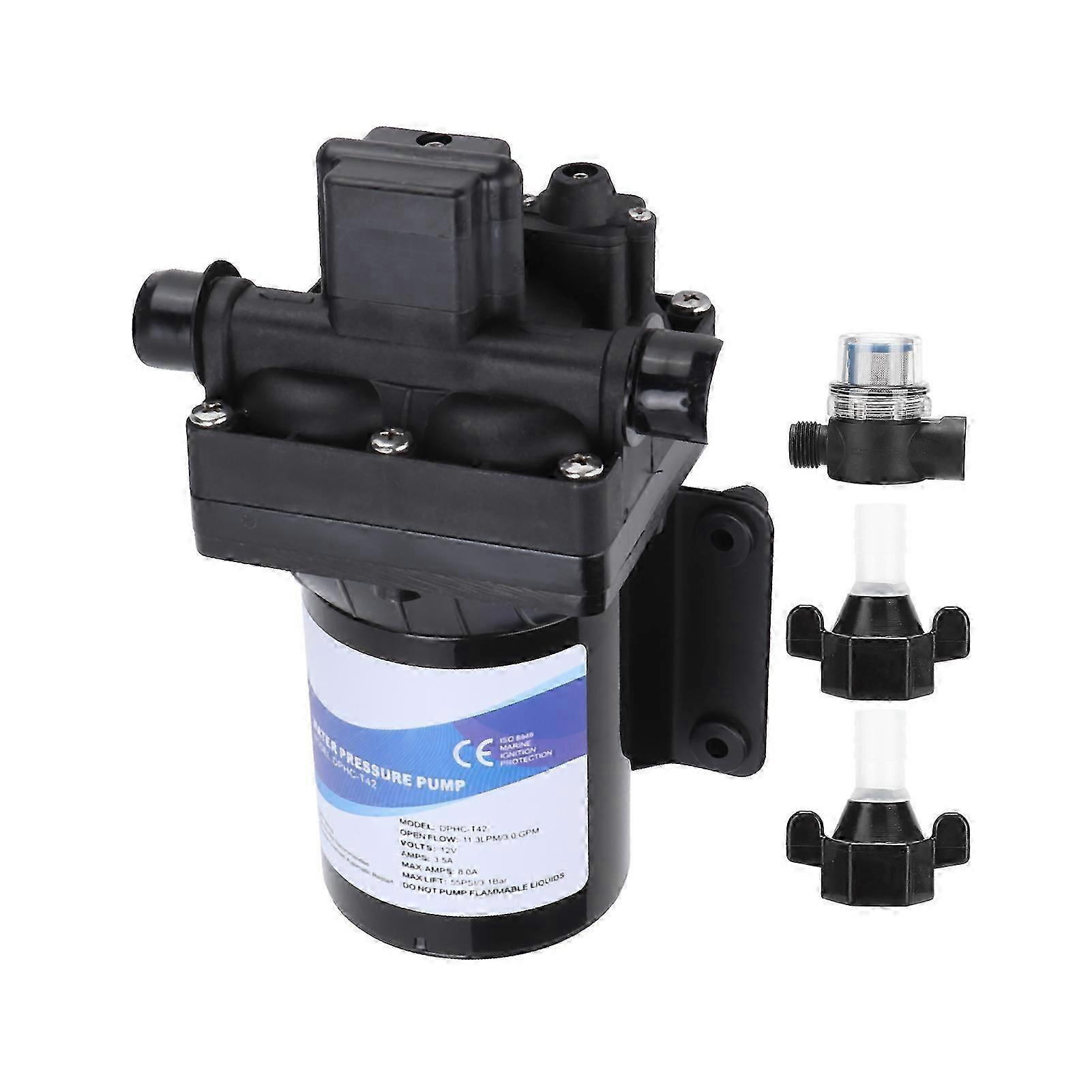 DC Battery Diaphragm Pump Electric Switch Type 4Chamber High Pressure SelfPriming