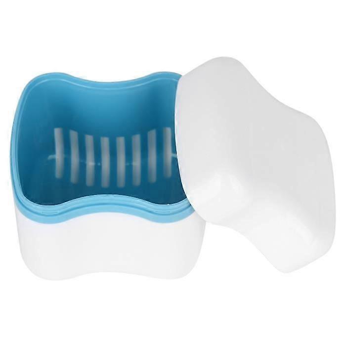 AYNEFY 3 Colors Denture Box False Teeth Storage Case with Filter(Blue)