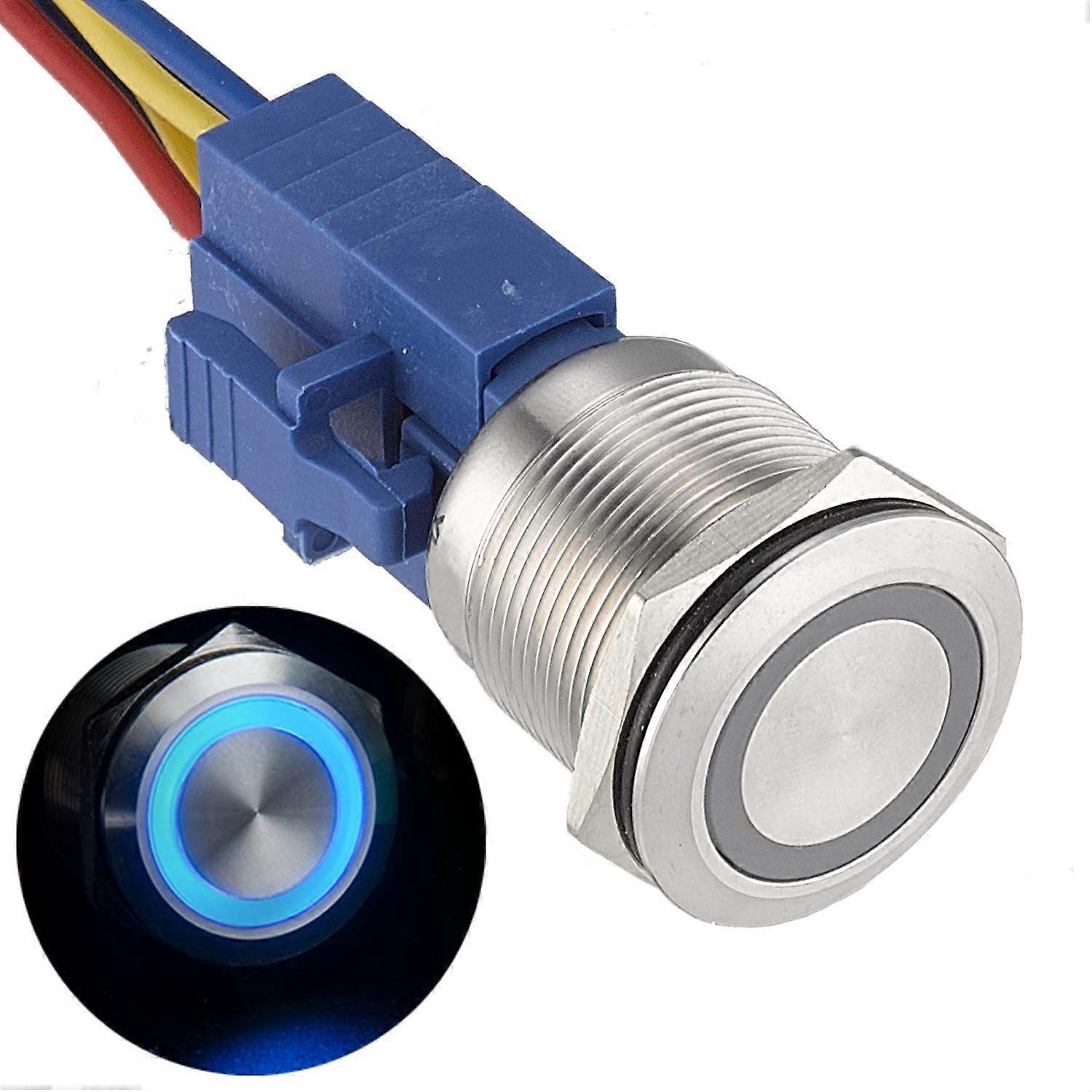 22mm Latching Push Button Switch 12V Angel Eye Ring Light LED Waterproof