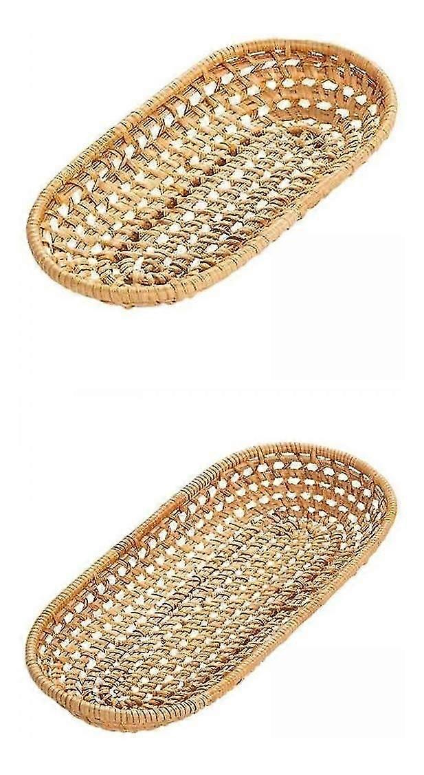 Wicker Fruit Basket, Bread Basket, Tray (2pcs)