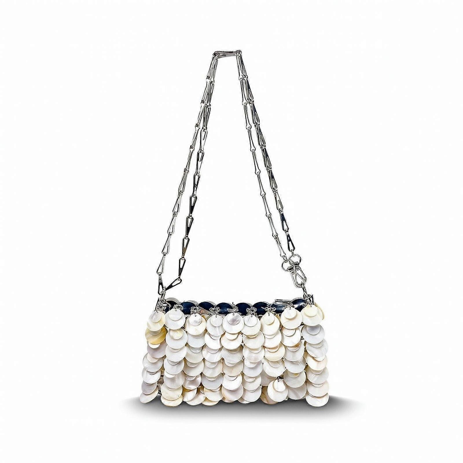 Shell Disc Handbag Elegant Shoulder Bag with Chain Strap Structured Shell