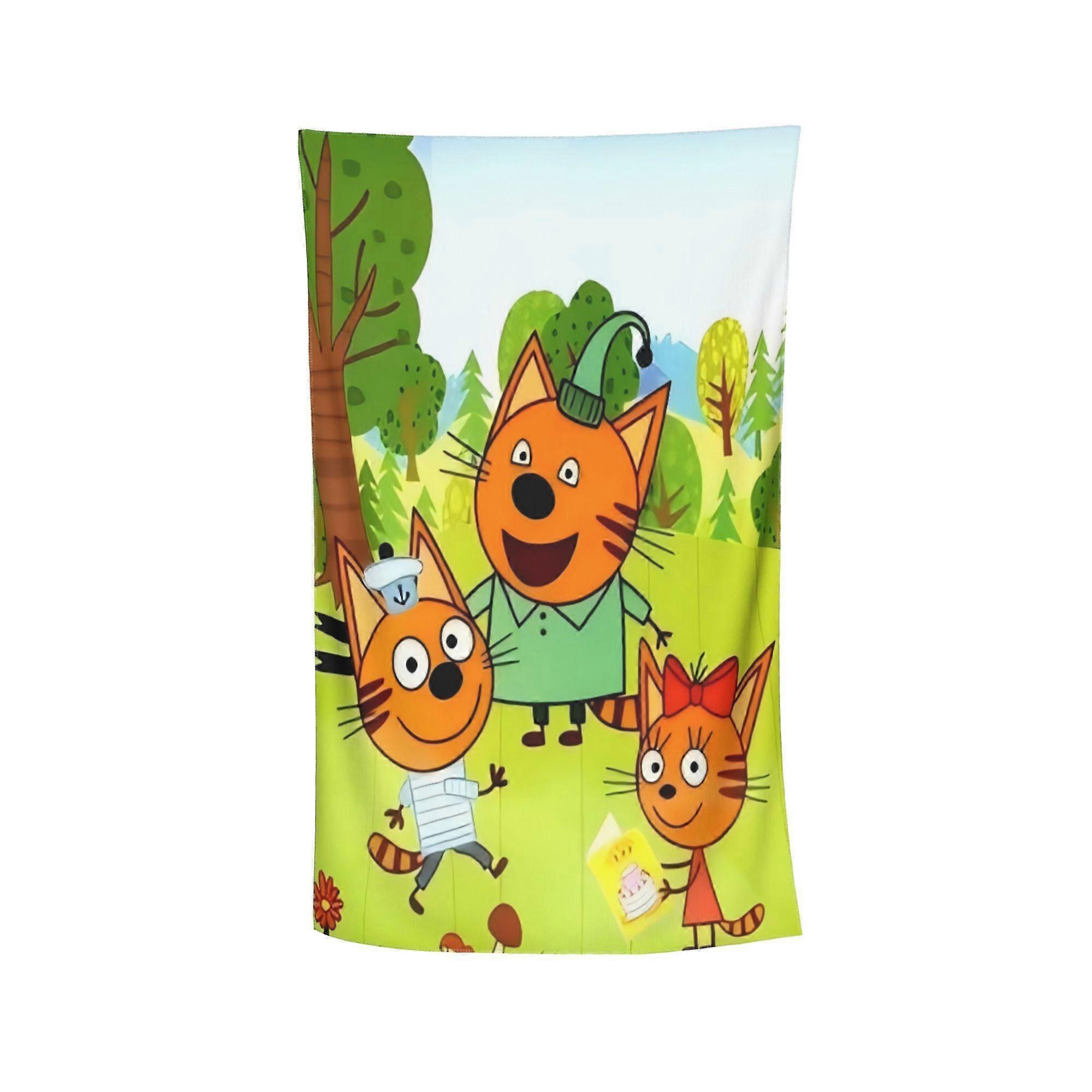 Serviette de plage en microfibre à motif chat joyeux et imprimé tropical, idéale pour la plage et la baignade, cadeau parfait pour les amis - Hasyg