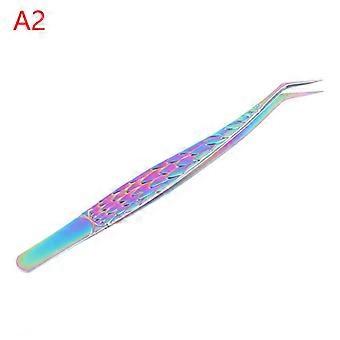 Tweezers For Eyelash Extension Colorful Stainless Steel Superhard Tweezers High Precision Anti-Static Makeup Tweezers