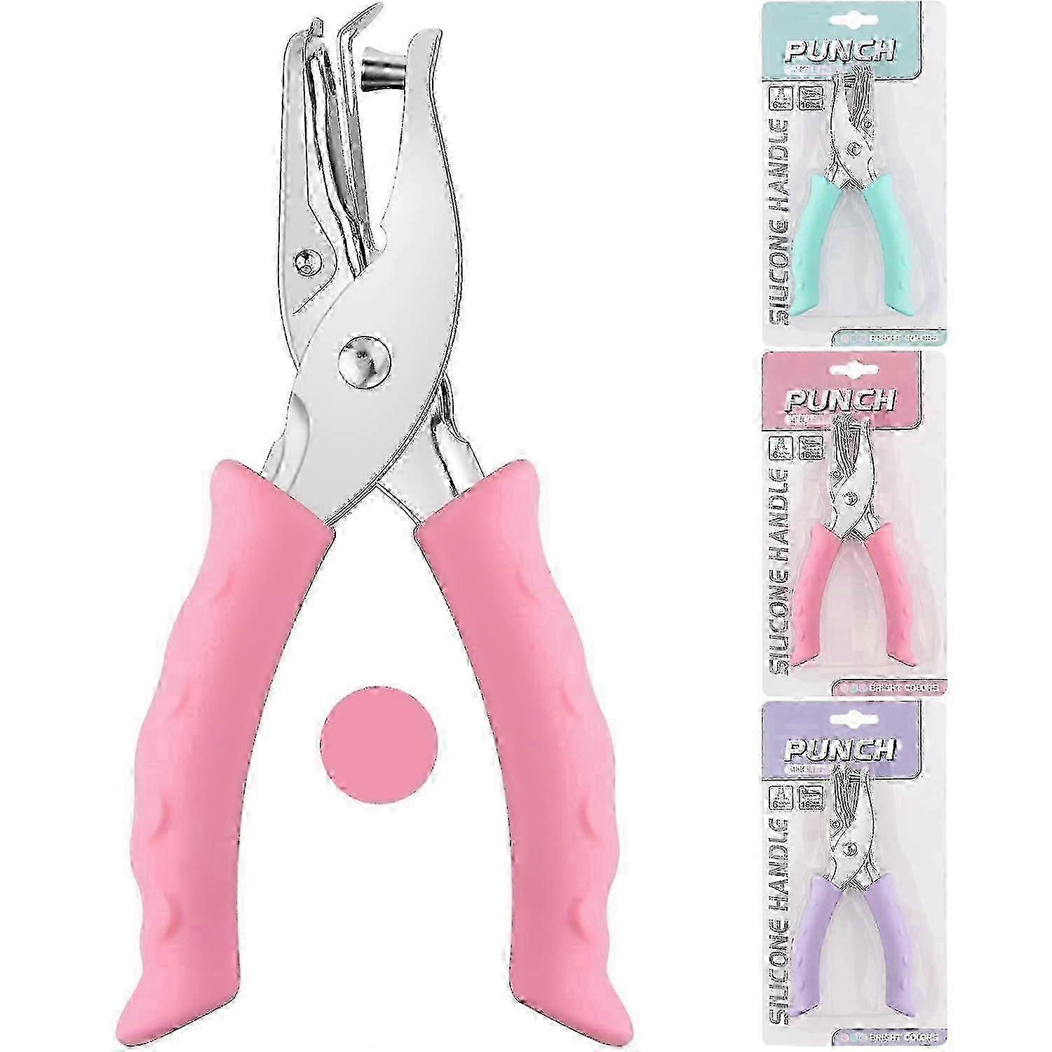 Pink Soft Handle Single Hole Metal Punch Tool