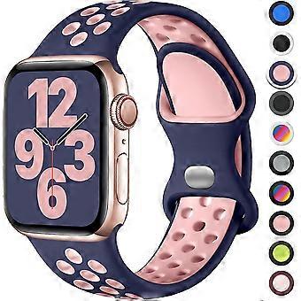 Sportbandje compatibel met Apple Watch-bandje 38 mm 40 mm 41 mm, ademend siliconen gespbandje met dubbel gat, voor iWatch Series 7 6 5 4 3 SE, 38 mm/40 mm/4