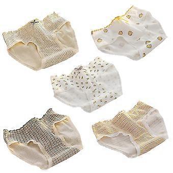 Damen-Baumwollslips, 5er-Pack, mittelhoher Bund, florale Erdbeerspitze, Unterwäsche-Set, Größe M