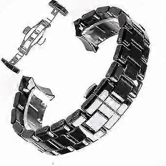 18mm keramiskt klockarmband kompatibelt med Armani AR1400 AR1401 Svart Vit