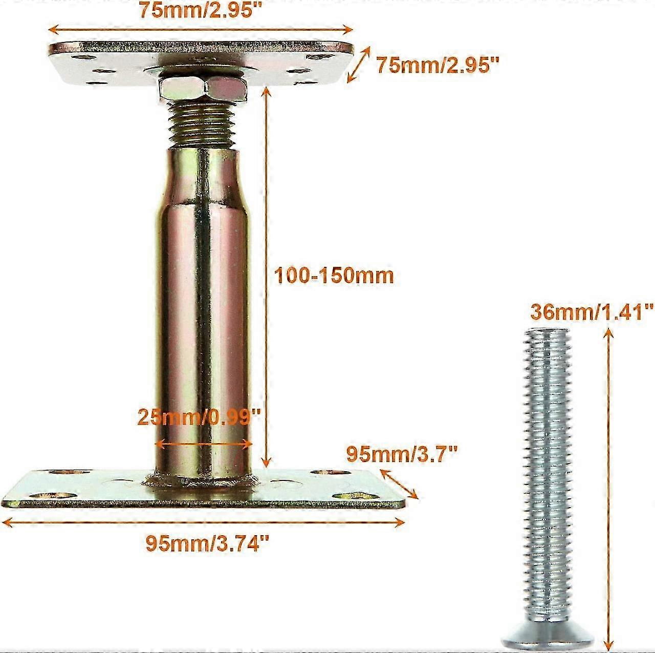 100-150mm Adjustable Galvanised Post Base