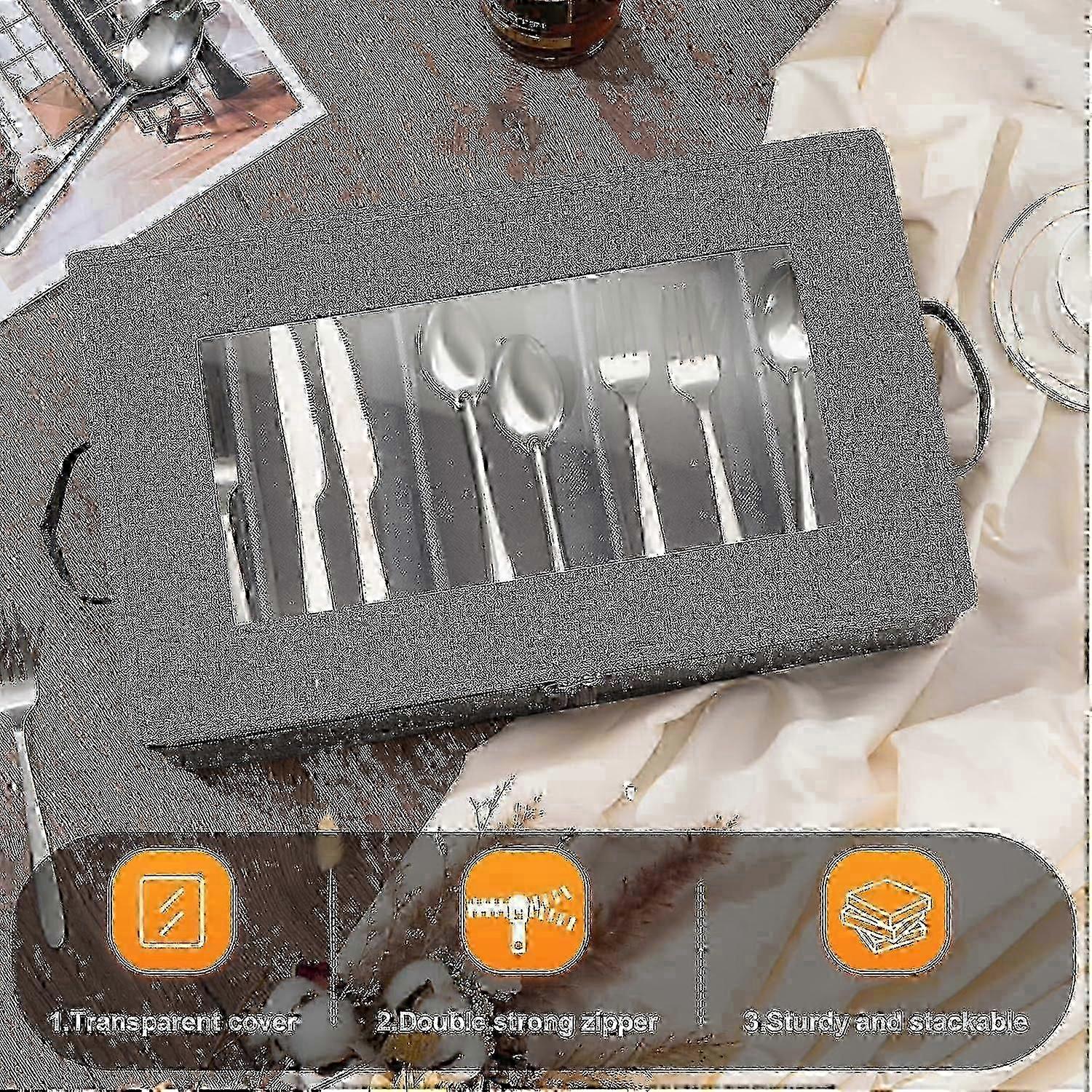Flatware Storage Box With Adjustable Dividers