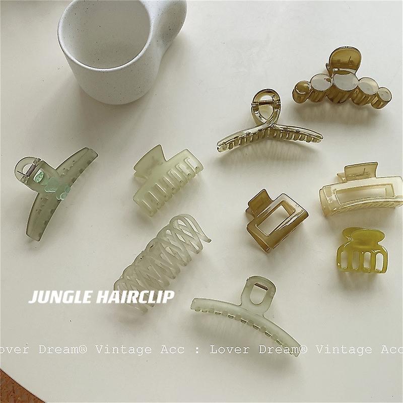 Retro geometrinen vihreä pitopidike Korealainen versio ins vihreä läpinäkyvä selkä pään hiusneula tyttö läpinäkyvä pitopidike