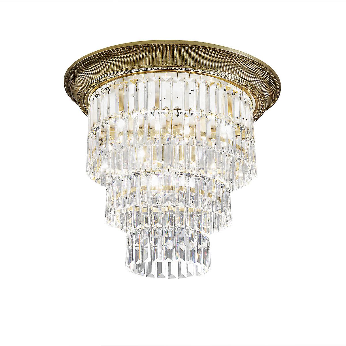 Milord Crystal Ceiling Light 4 Light Antique Brass