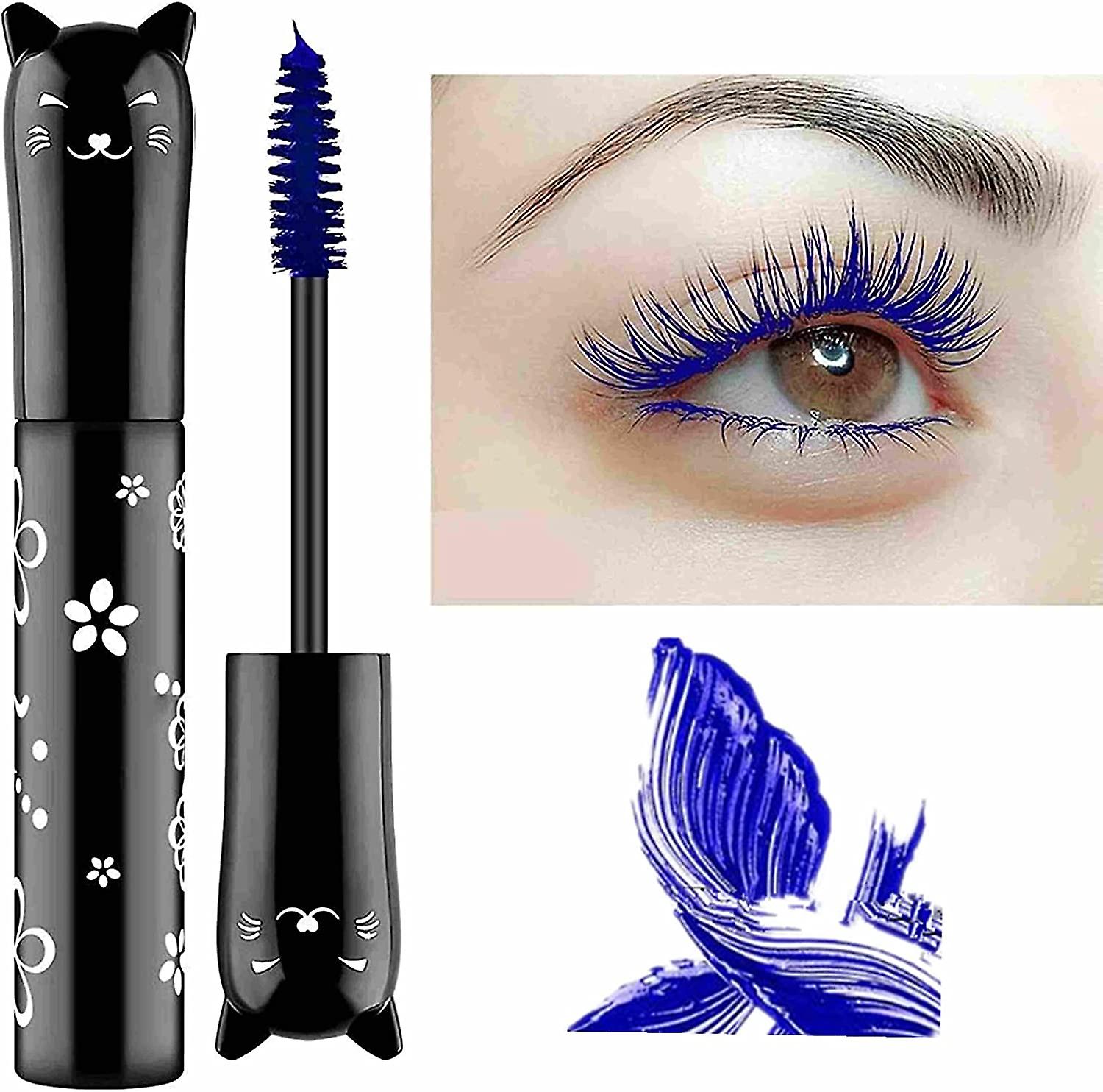 Cat Eye Mascara Eyes Makeup Color Mascara Waterproof Fast Dry Eyelashes Curling Lengthening Makeup Eye Lashes Party Stage Blue