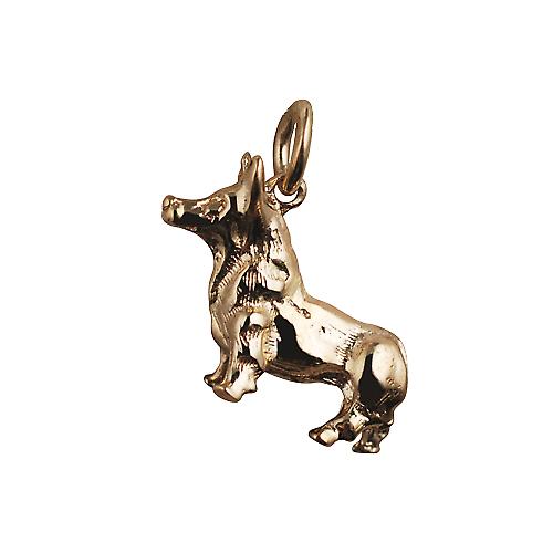 9ct Gold 20x22mm solid Corgi Dog Pendant or Charm