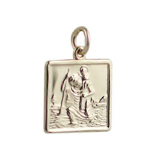 9ct Gold 17x17mm square St Christopher Pendant