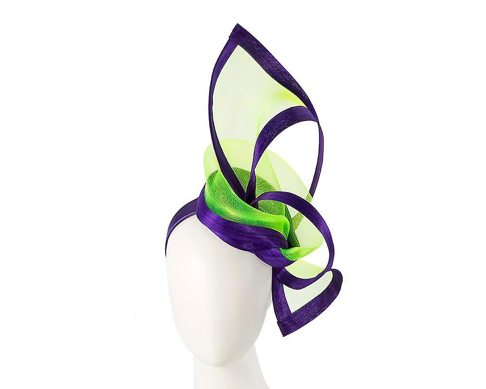 Purple & lime fascinator for Melbourne Cup and races S107PL