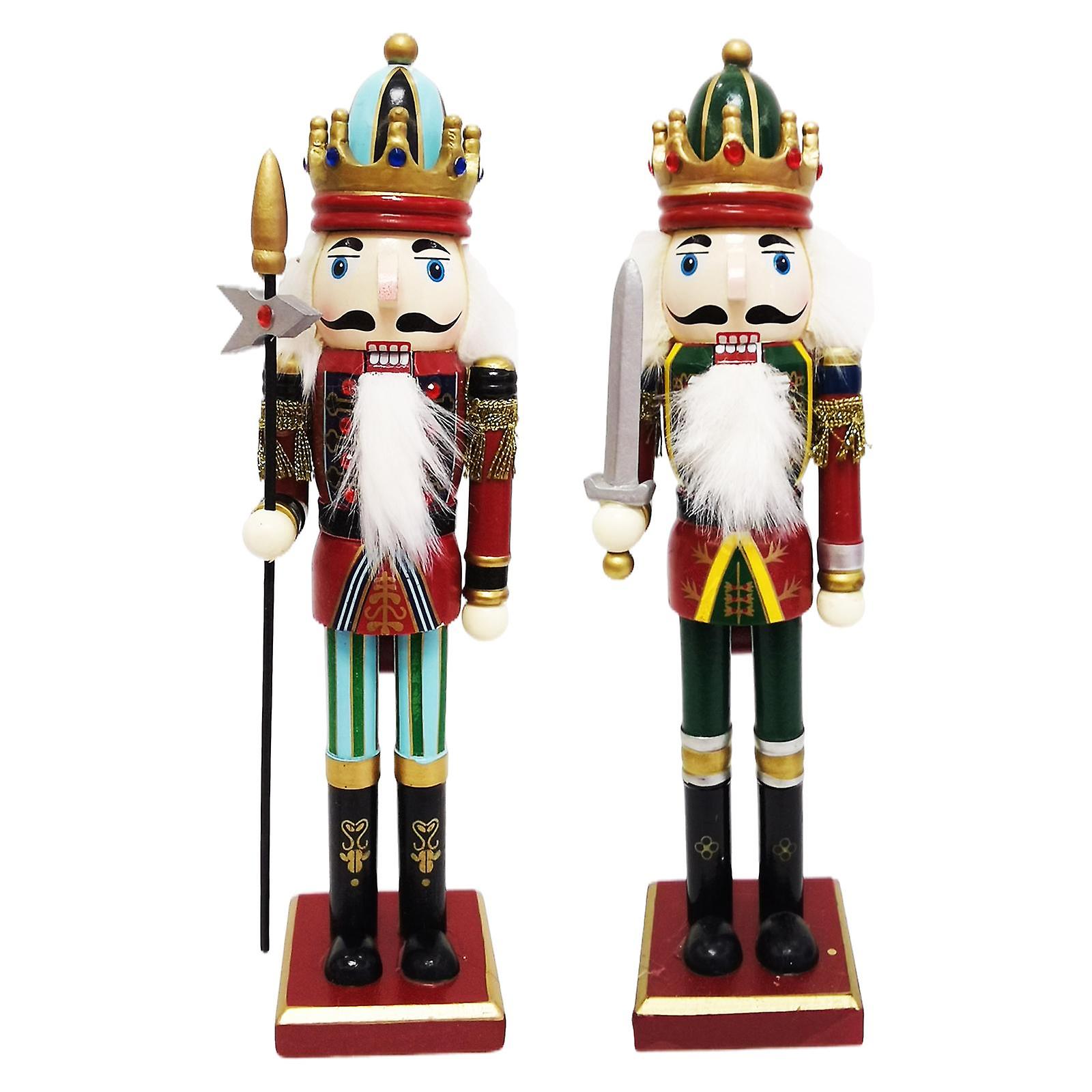 2pcs 30cm Nutcracker Solider Figures Model Puppet Doll Home Christmas Decor