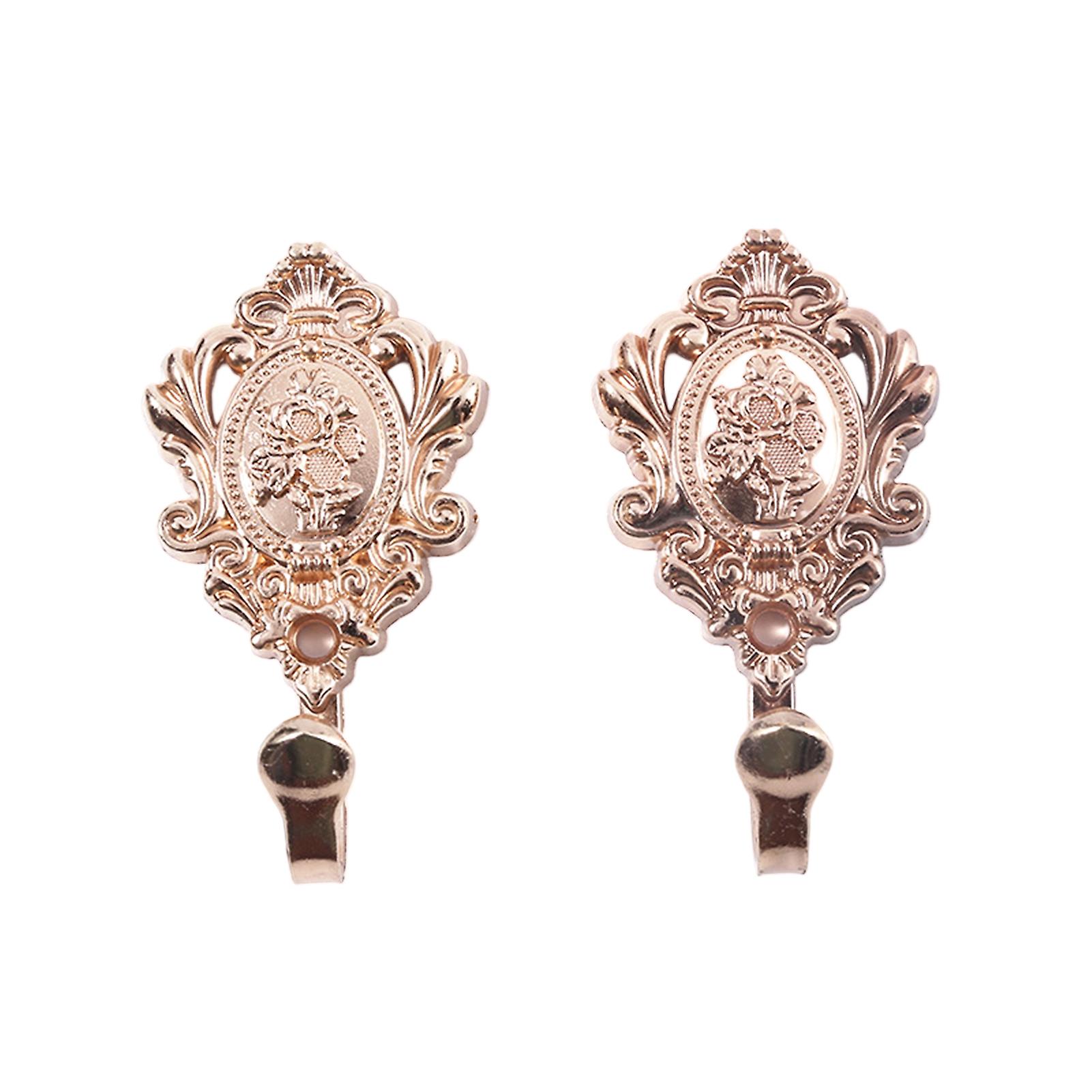 2 Pcs Camellia Pattern Curtain Holder Multiple Colors Optional Retro Metal Hook