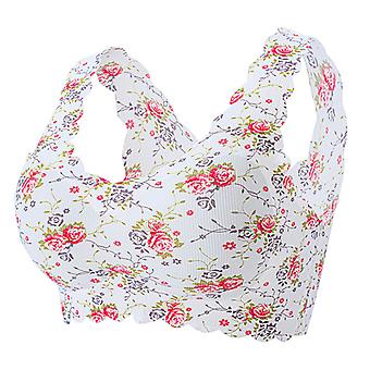 Printed Ice Silk Seamless Underwear Female Gathered Full Coverage Bra For Daily Lives Everyday Wear