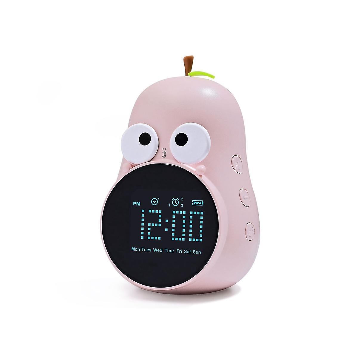 Alarm Clock for Kids Cute Pear Design, Snooze, Triple Alarms, 5 Ringtones- Digital Wake Up Clock Re