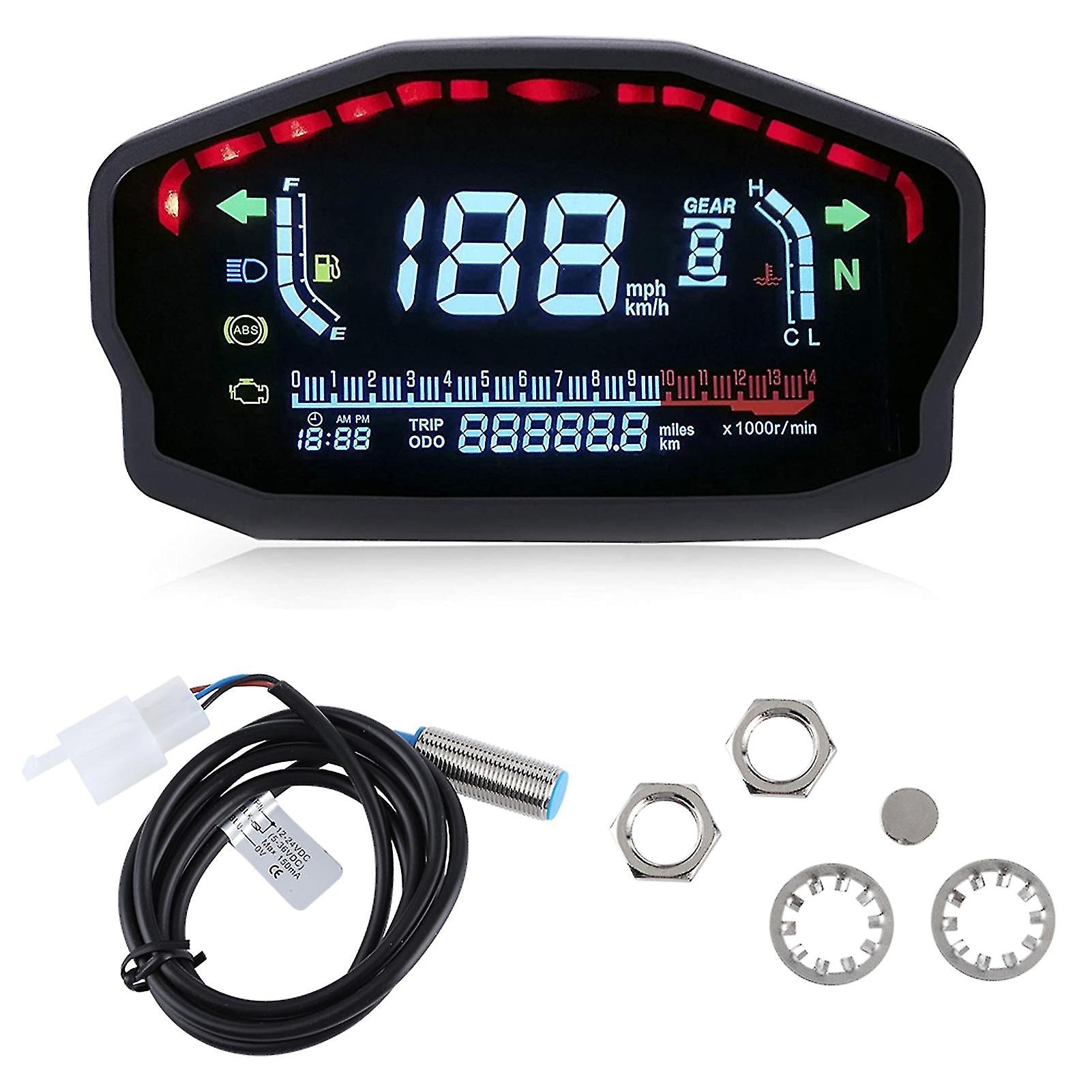 Universal Motorcycle Odometer Gauge Led Lcd Digital Speedometer Gauge Tachometer Instrument