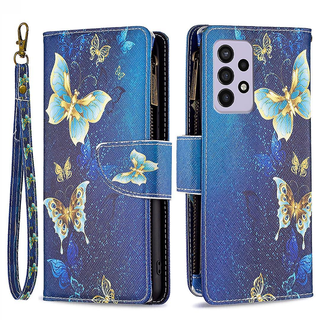 BF03 Zipper Wallet Case for Samsung Galaxy A33 5G,Stand Feature Flip Cover with Strapen