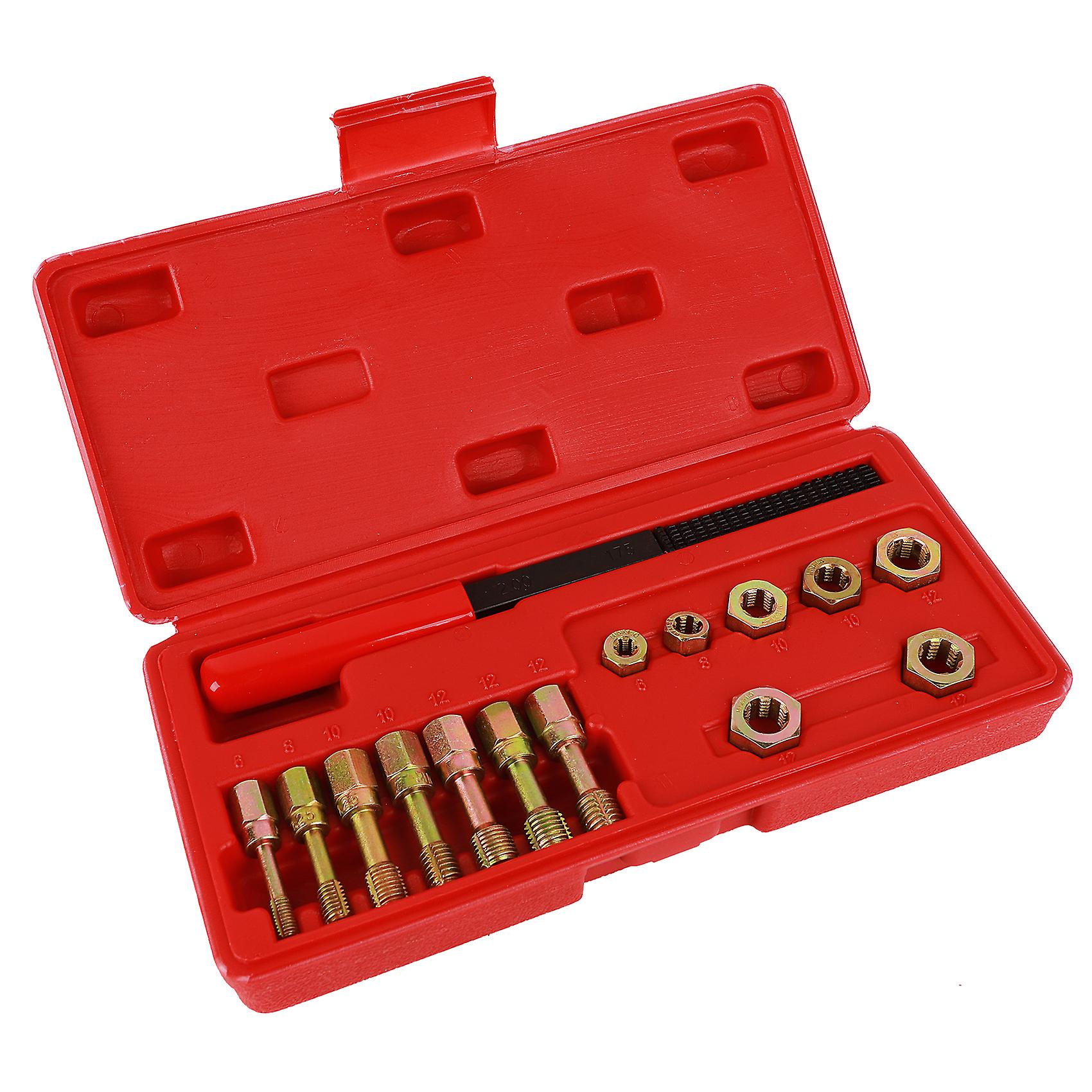 15pcs Rethread Reapir Tools Kit Metric Thread File Metric Rethreader Taps & Dies