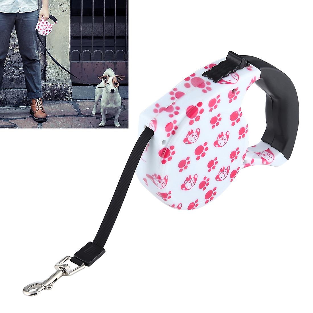Dog Footprint Pattern Easy Operation Retractable Dog Leash