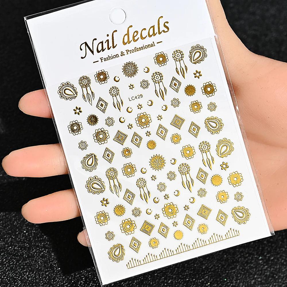 3D Oro Sole/luna/stella Abbronzatura Nail Art Adesivo 8 * 10 cm Laser Star Moon Design Chiodo Decalcomania Oro Argento Slider autoadesivo