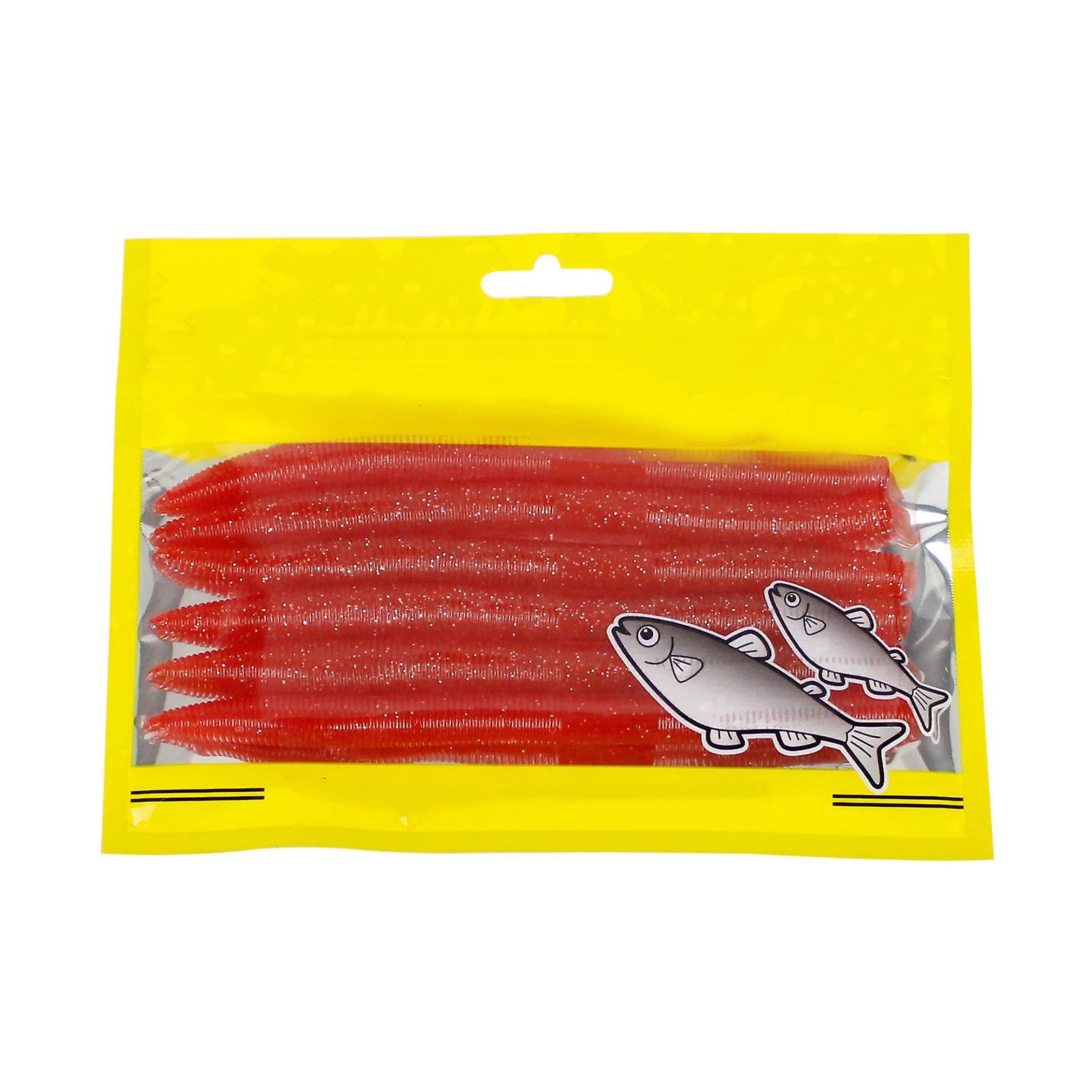 6Pcs Nudel Wurm Köder Angelköder Grub Tackle Soft Lures für Forelle rosa