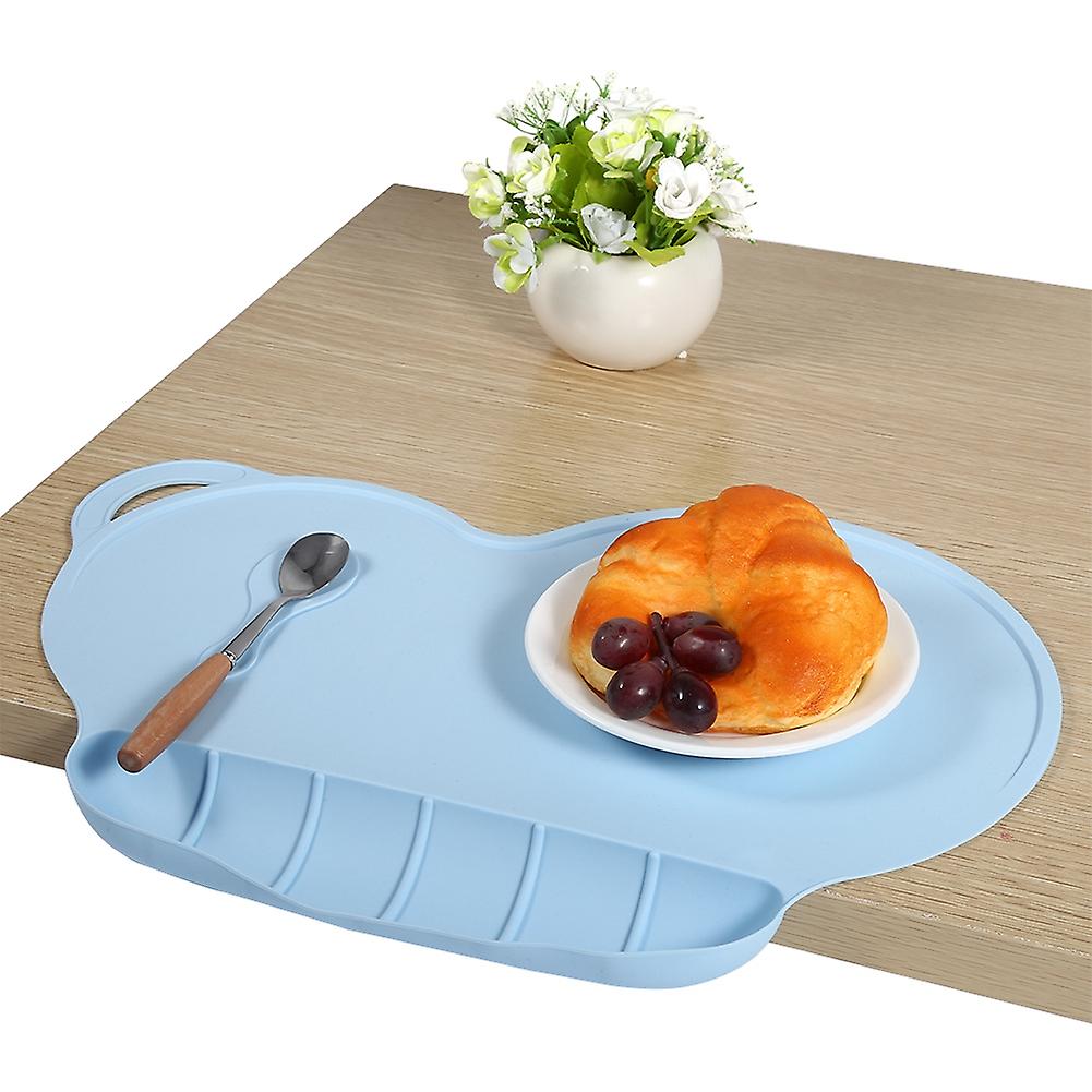 Silicone Baby Plate Mat Sucker Non-Slip Foldable 40x27cm Blue