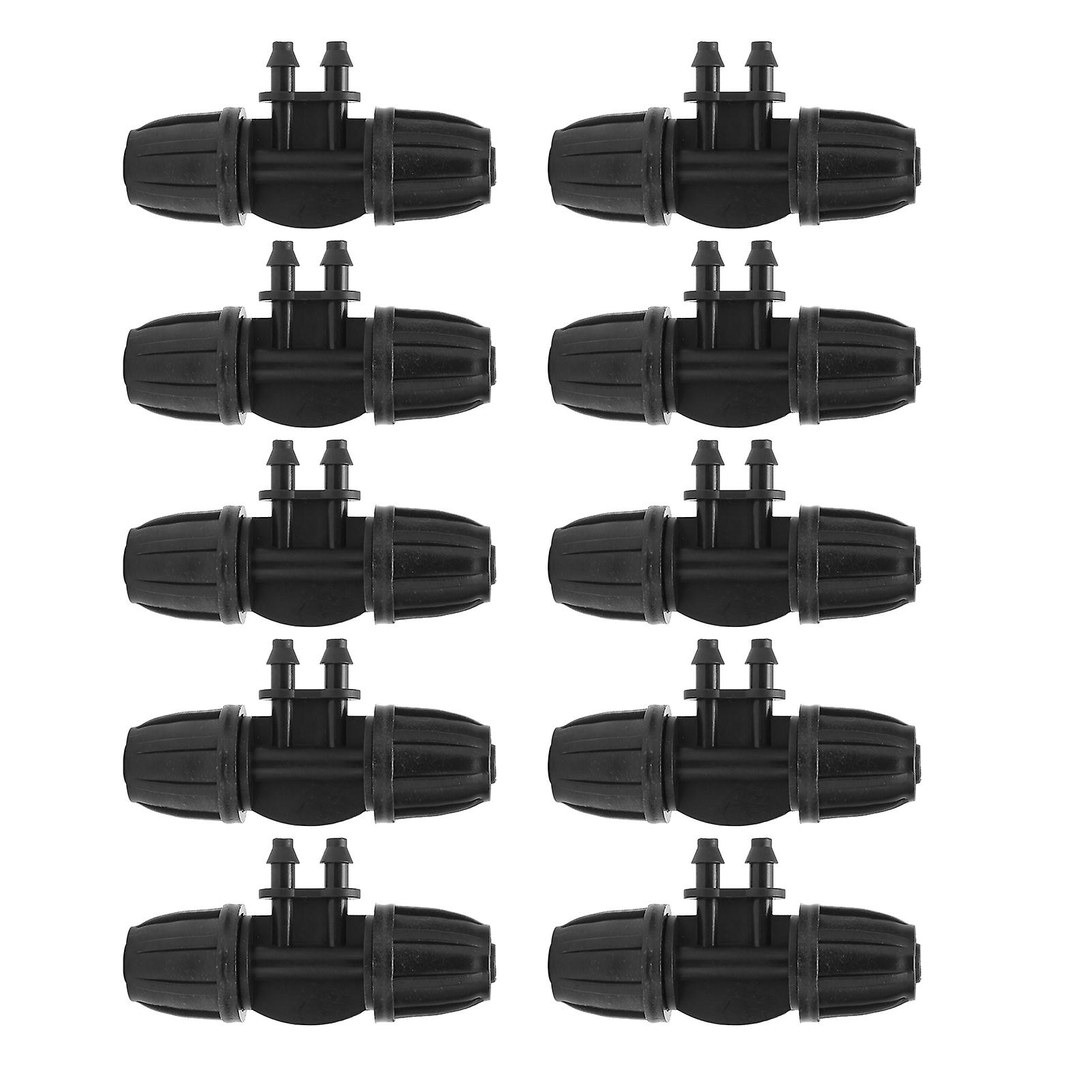 10pcs 4 Way Barbed Hose Connector 8/11 to 4/7 Reducer Fitting with Lock for Irrigation