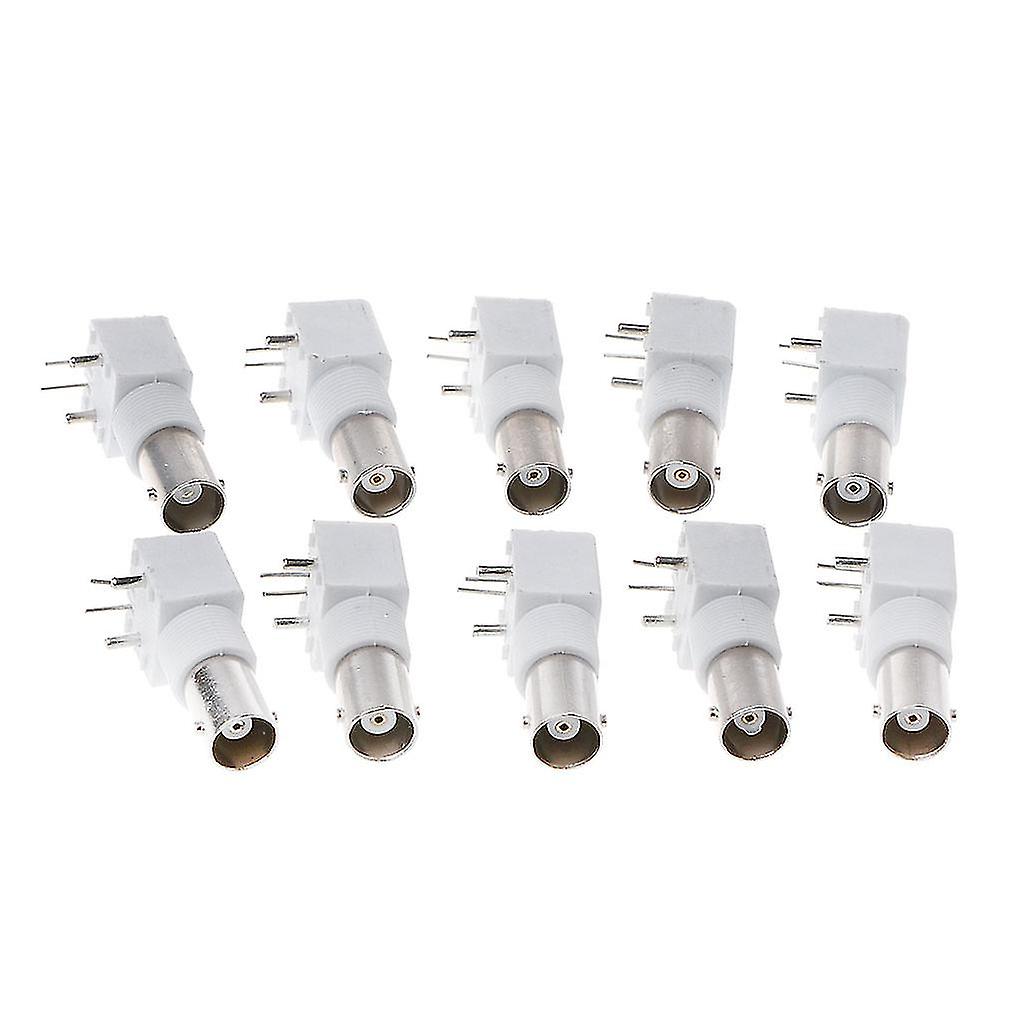 10x Pc Board Pcb Mount Right Angle Bnc Female Jack With Bulkhead Connector