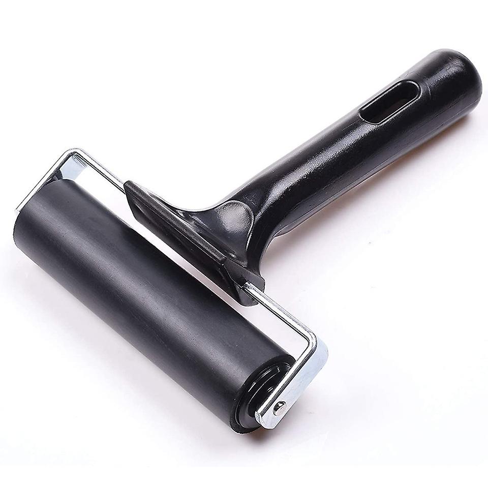Rubber Rollers, Glue Roller, Pressure Roller for Linocut, Stamping, Printing, Wallpaper and Crafts Black 10cm