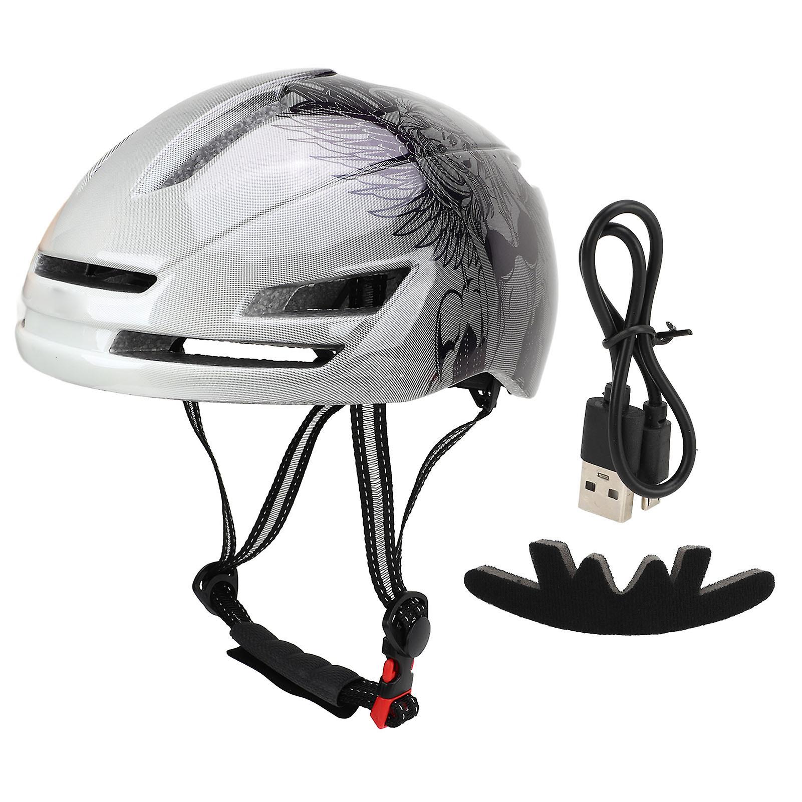 Inteligentny kask rowerowy z tylnymi światłami Kask jeździecki Regulowany ultralekki kask jeździecki do jazdy na rowerze Podróżowanie biały