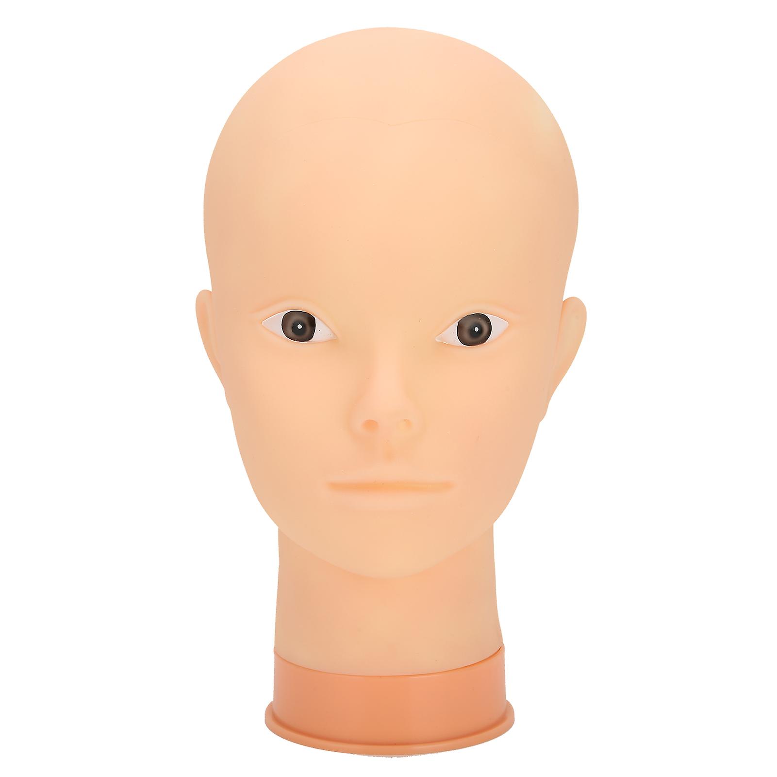 Mannequin Head for Hat and Wig Display, Makeup Model, Training, Bald Mannequin Head (Pink Base), Without Makeup