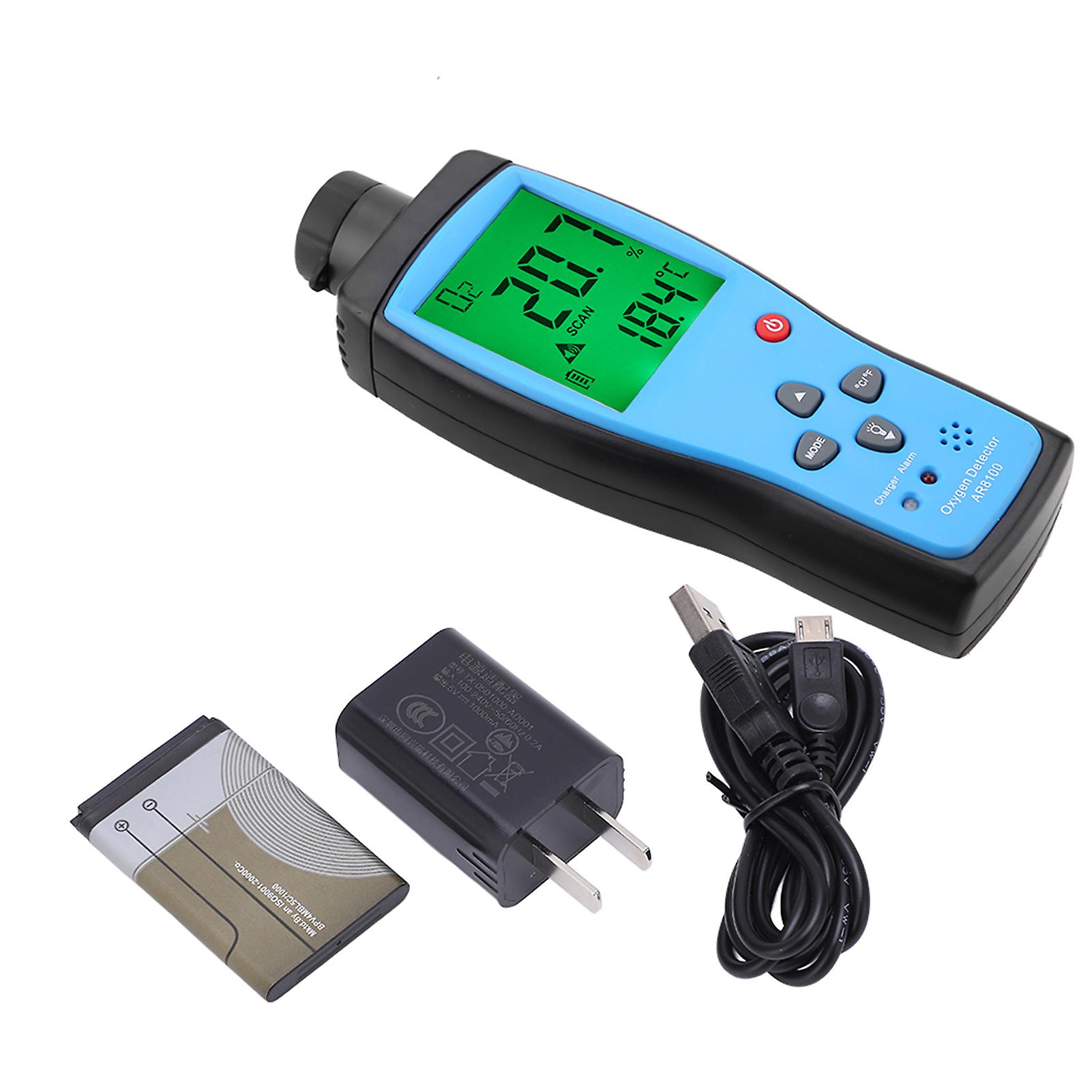Rechargeable SMART SENSOR AR8100 Oxygen Detector with LCD Display O2 Gas Meter and Thermometer for Accurate Gas Monitoring