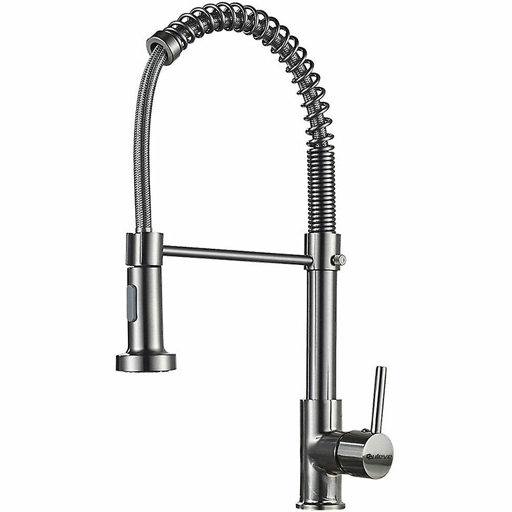 Pull Out Kitchen Faucet - Single Handle, 360 Degree Swivel, Hot & Cold Mixer Tap, Silver