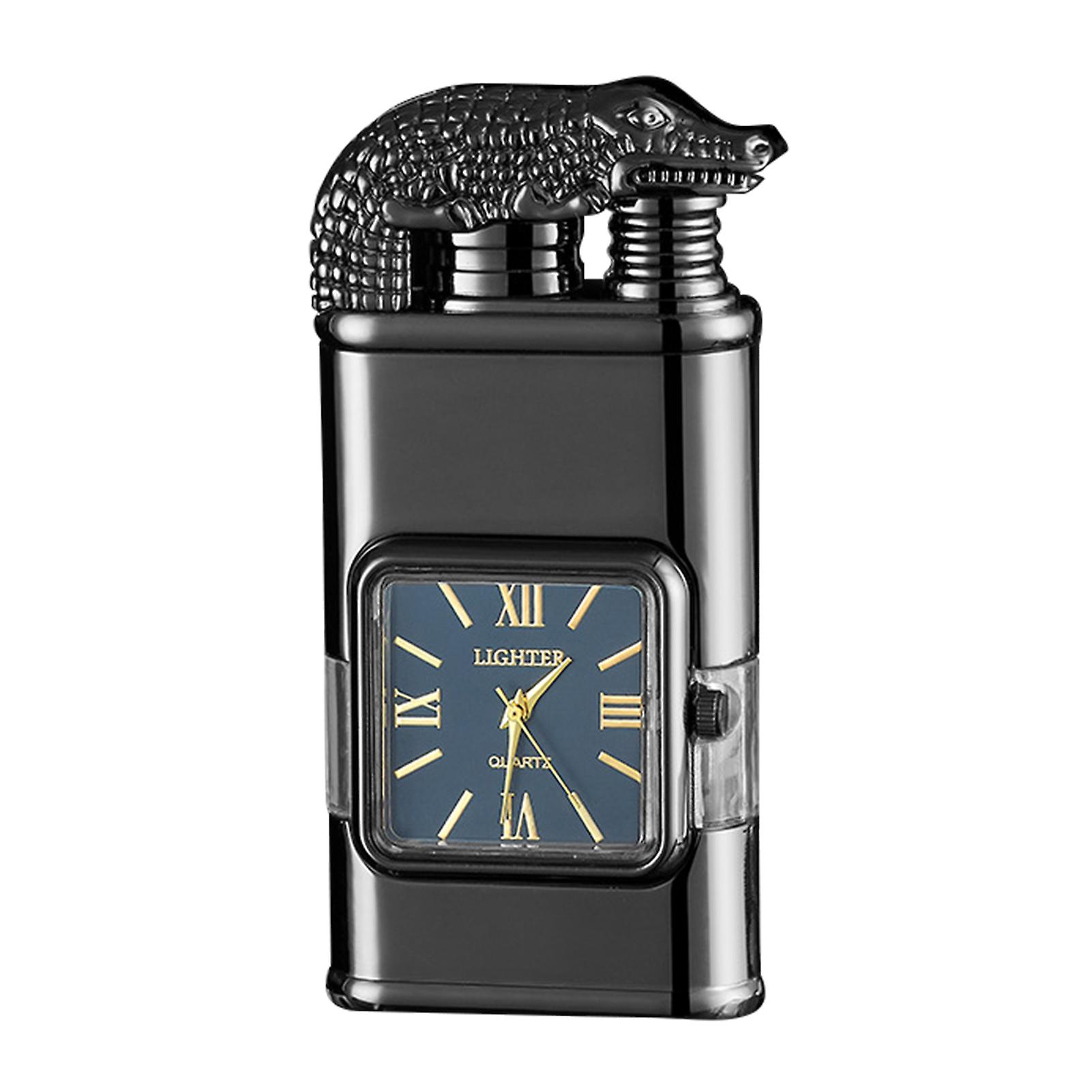 Windproof Lighter Vintage Watch Bezel Jet Flame Torch, Men's Cool Dual Flame Lighter Torch and Soft, Tiger/Dragon Animals Vintage Lighter Refill