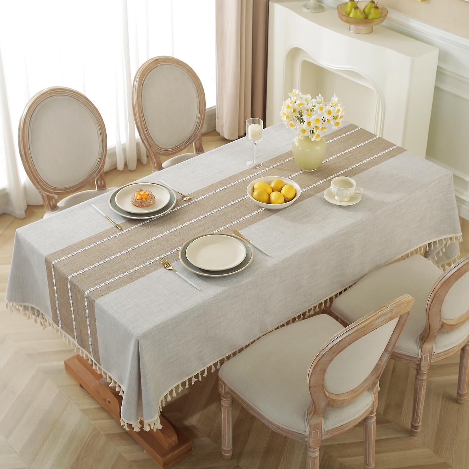 Table Cloth Rectangle Table Rustic Waterproof Tablecloth Cotton Linen Wrinkle Free Table Cloths for