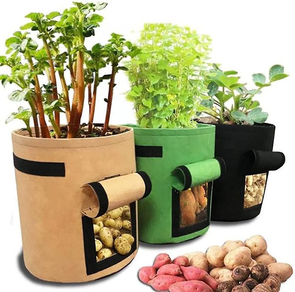 thumbnail image 1 of Paquete de 3 bolsas para cultivo de patatas, bolsas para cultivo de verduras, maceta para patatas, bolsas para cultivo de plantas de jardinería, 1 of 5