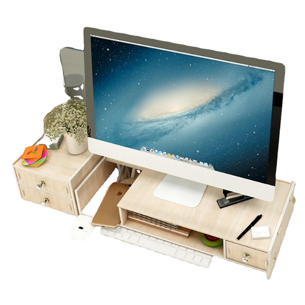 Multi-function Desktop Monitor Stand Wood Shelf Plinth Computer Screen Riser Laptop Strong Laptop Stand Holder Wooden Lapdesks